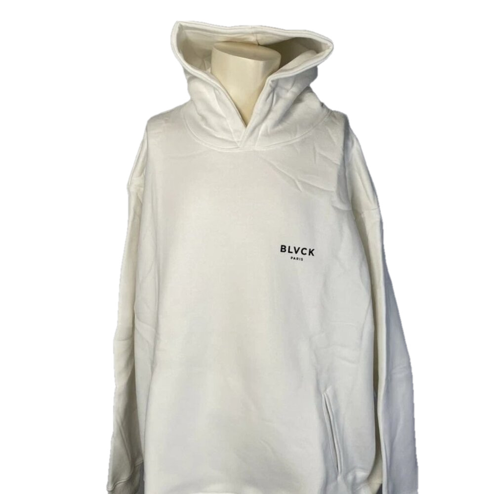 NEW BLVCK Mens Sweatshirt White Size XXL Shades Of White Fleece Hoodie